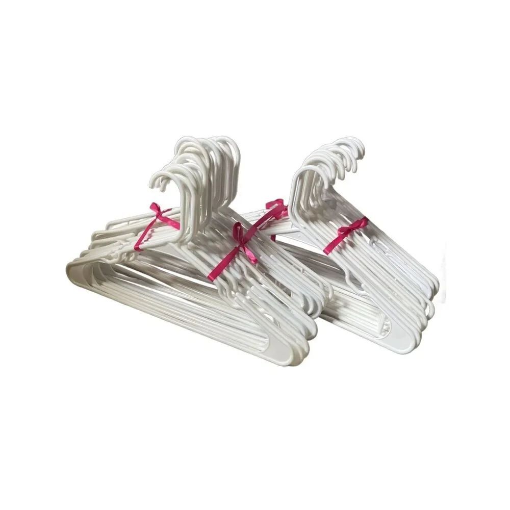 Bundles of 50 Preloved White Plastic Clothes Hangers
